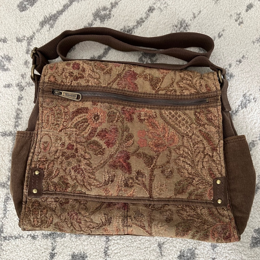 Fossil tapestry messenger bag